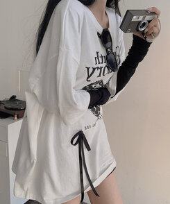 半袖Tシャツ ノアボックスフィットリボン半袖Tシャツ IVORY