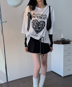 半袖Tシャツ ノアボックスフィットリボン半袖Tシャツ IVORY