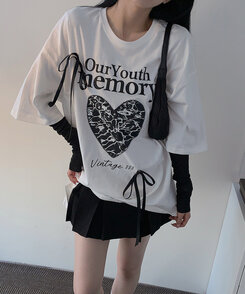 半袖Tシャツ ノアボックスフィットリボン半袖Tシャツ IVORY