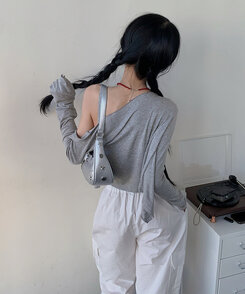 【SET】スリムフィットカーディガン ユニークキャミソール GRAY