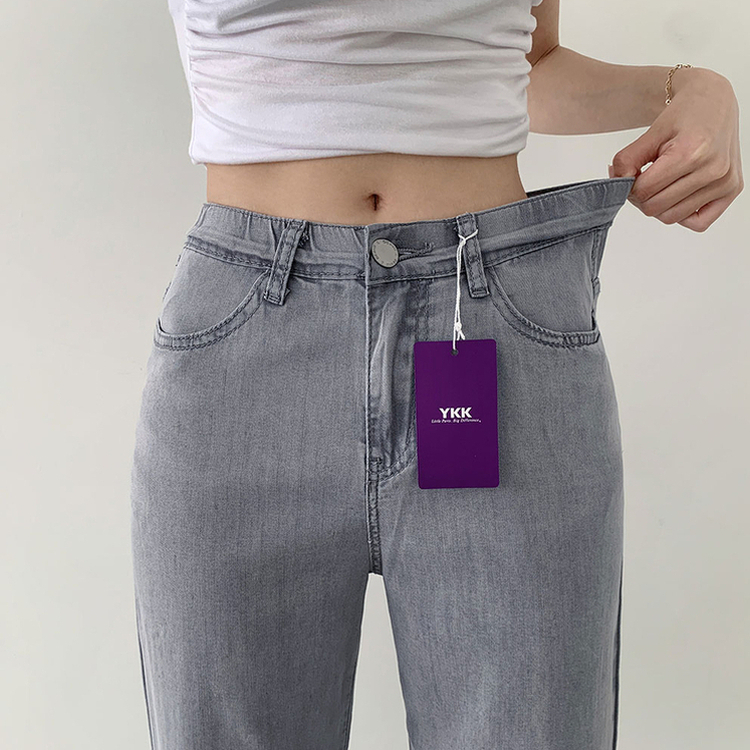 2XL청량 밴딩 테이퍼드 일자 스판 데님팬츠 그레이