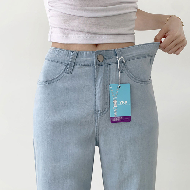 2XL청량 밴딩 테이퍼드 일자 스판 데님팬츠 연청아이스