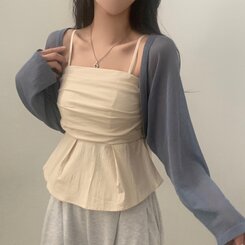 ノースリーブ フレアースモークバンディングキャミソールブラウス IVORY