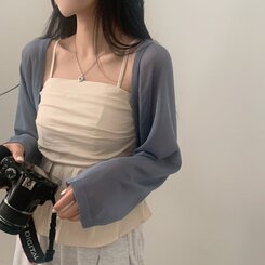 ノースリーブ フレアースモークバンディングキャミソールブラウス IVORY