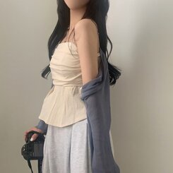 ノースリーブ フレアースモークバンディングキャミソールブラウス IVORY
