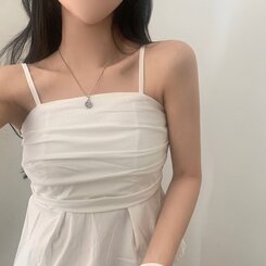 ノースリーブ フレアースモークバンディングキャミソールブラウス WHITE
