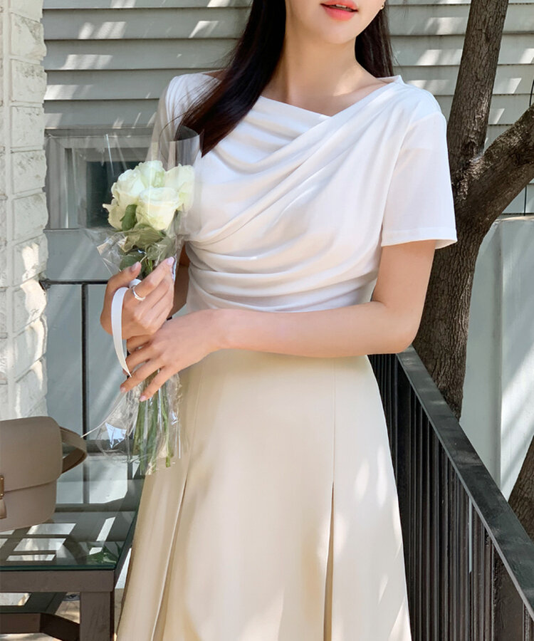 ドレープシャーリングトップス Ivory