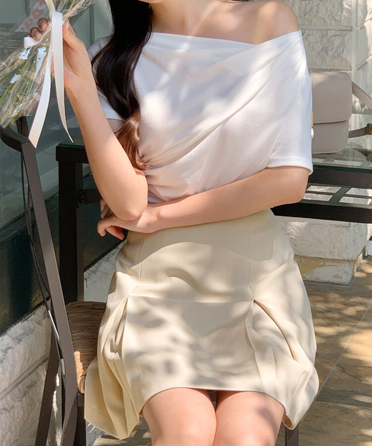 ドレープシャーリングトップス Ivory