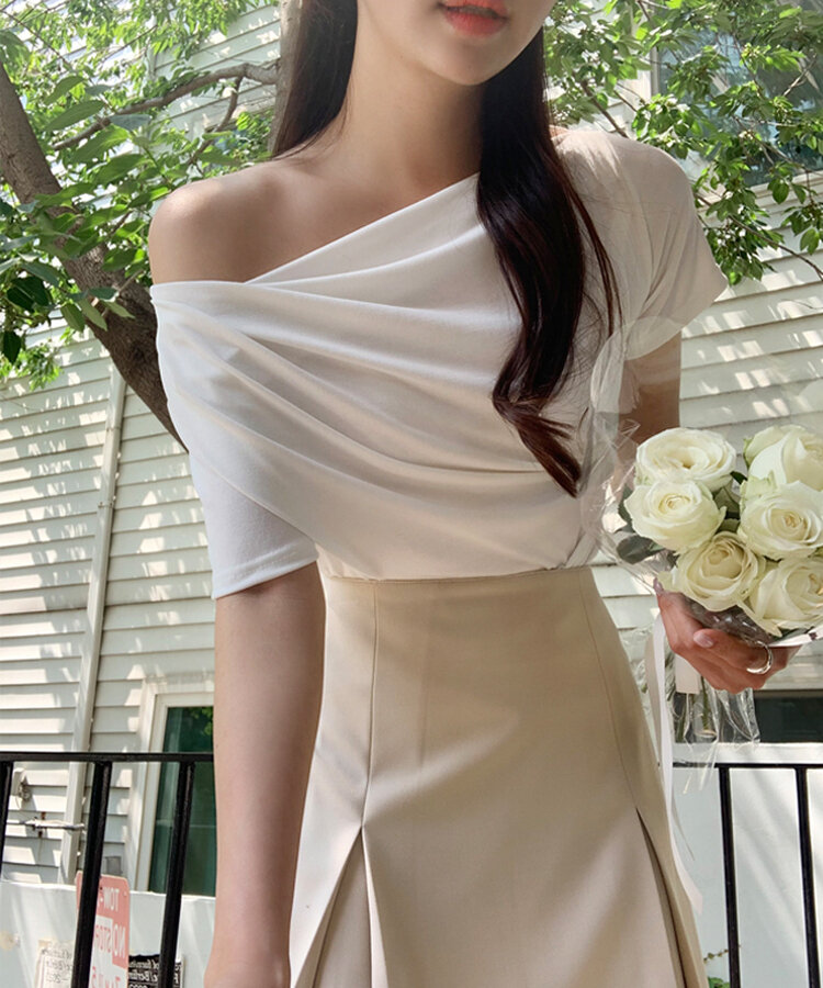 ドレープシャーリングトップス Ivory