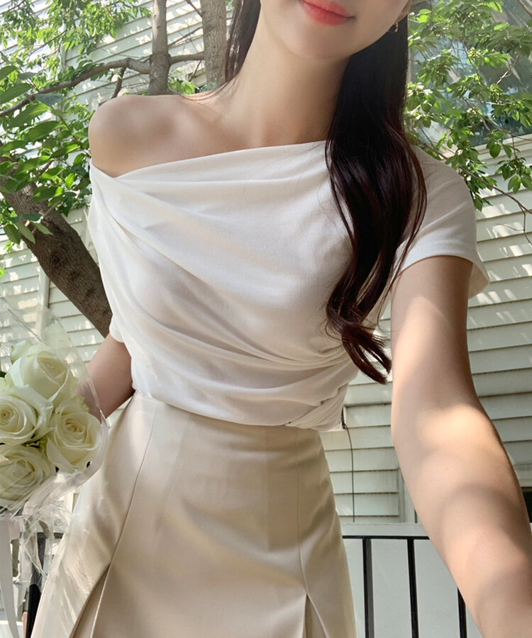 ドレープシャーリングトップス Ivory