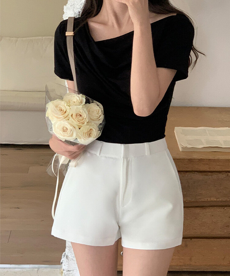 ドレープシャーリングトップス Black