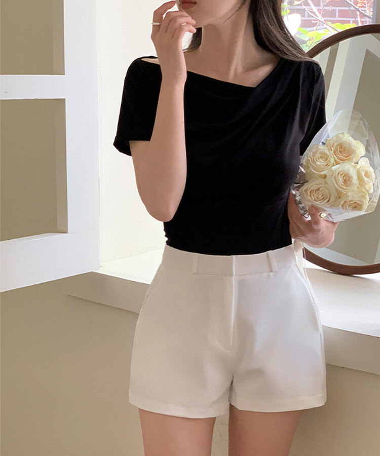 ドレープシャーリングトップス Black