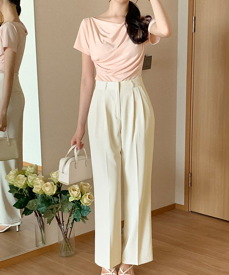 ドレープシャーリングトップス Peach
