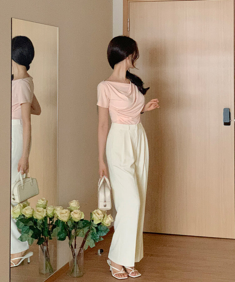 ドレープシャーリングトップス Peach