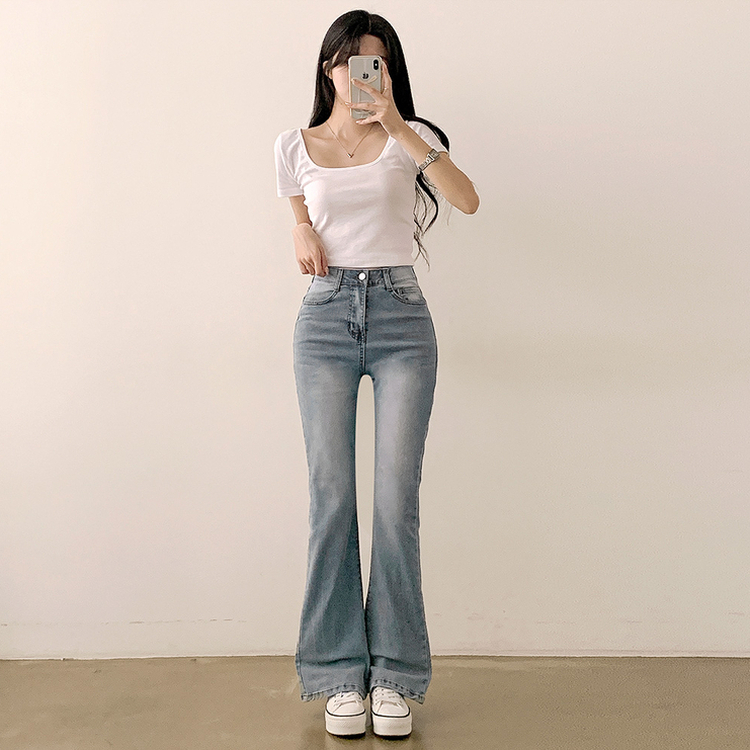 【SHORT/BASIC/LONG 丈別】ブーツカットデニムパンツ LIGHT BLUE