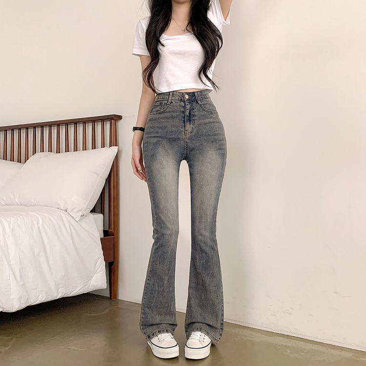 【SHORT/BASIC/LONG 丈別】ブーツカットデニムパンツ Graysh blue