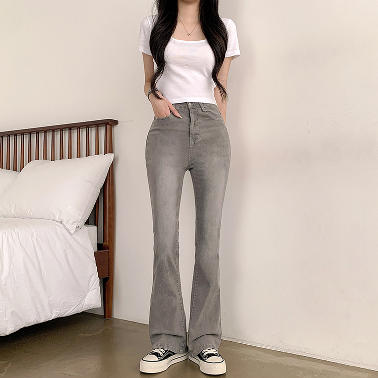 【SHORT/BASIC/LONG 丈別】ブーツカットデニムパンツ GRAY