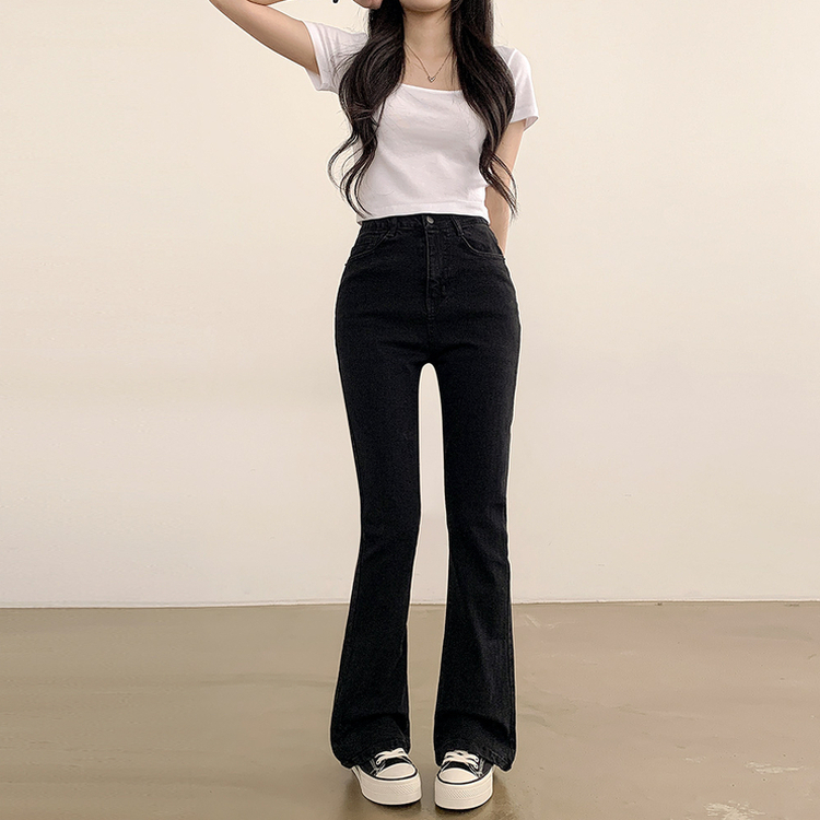 【SHORT/BASIC/LONG 丈別】ブーツカットデニムパンツ BLACK