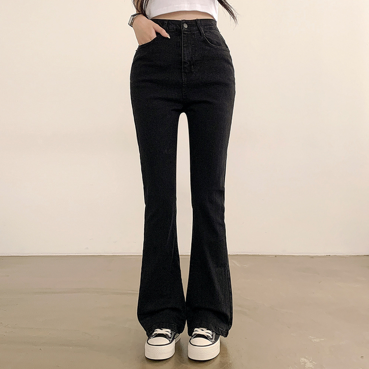 【SHORT/BASIC/LONG 丈別】ブーツカットデニムパンツ BLACK