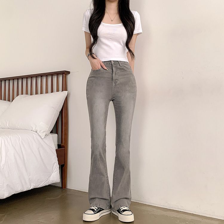 【SHORT/BASIC/LONG 丈別】ブーツカットデニムパンツ GRAY