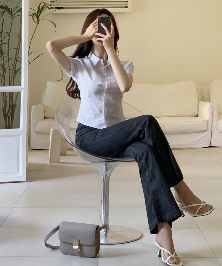 スクエアトゥストラップミュールサンダル Ivory