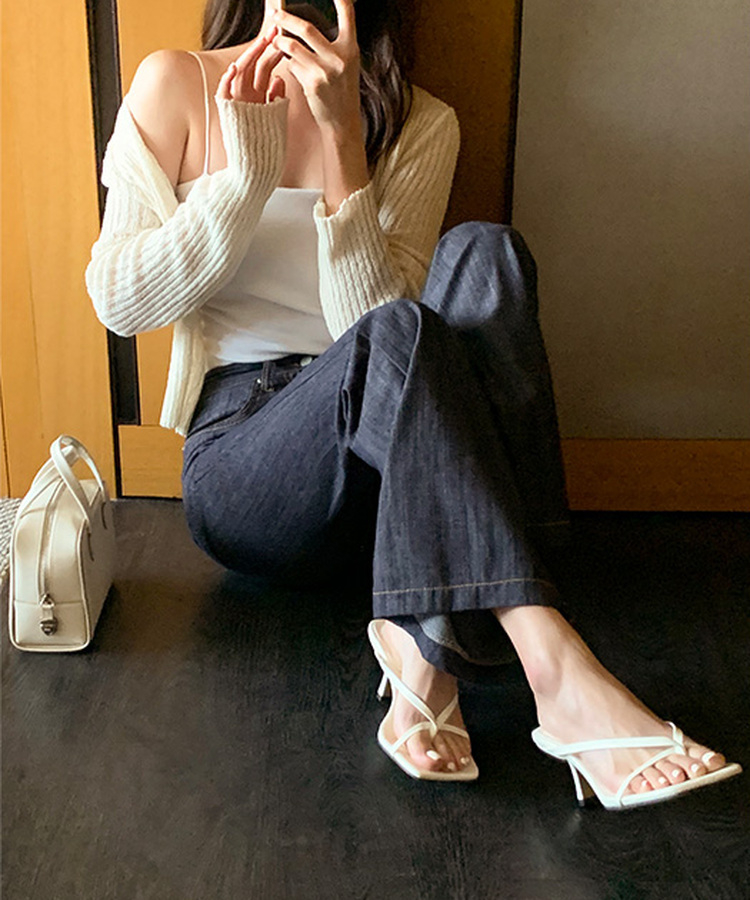 スクエアトゥストラップミュールサンダル Ivory