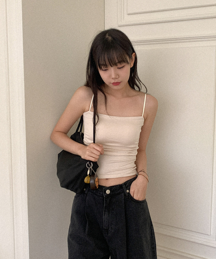 【カップ付き】シックスティーンシャーリングスリーブレス5色 LIGHT BEIGE