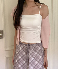 【カップ付き】シックスティーンシャーリングスリーブレス5色 IVORY