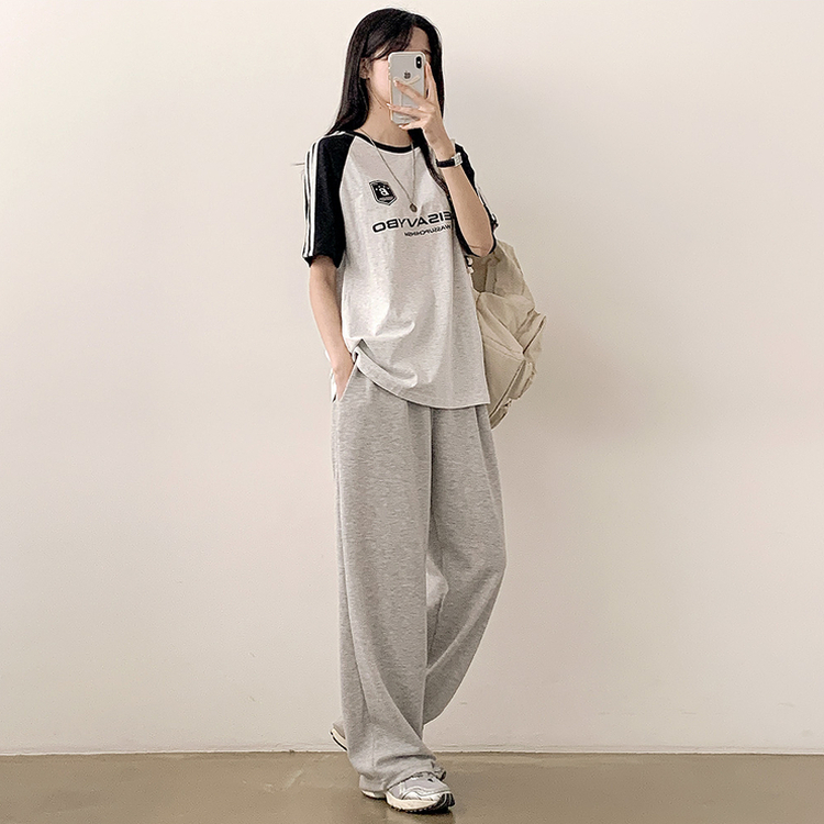 半袖Tシャツ ユニフォーム配色トラックオーバーフィット半袖Tシャツ MELANGE WHITE