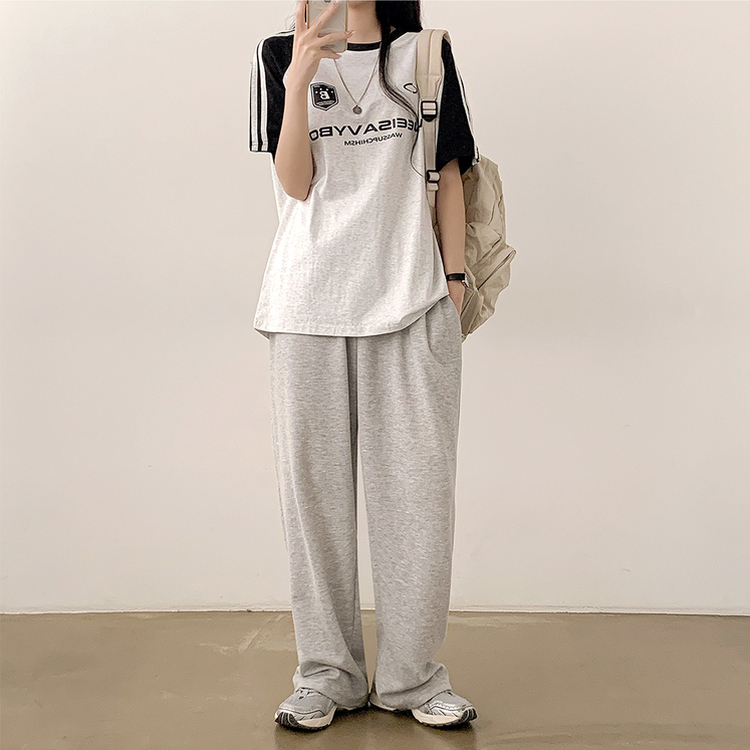 半袖Tシャツ ユニフォーム配色トラックオーバーフィット半袖Tシャツ MELANGE WHITE