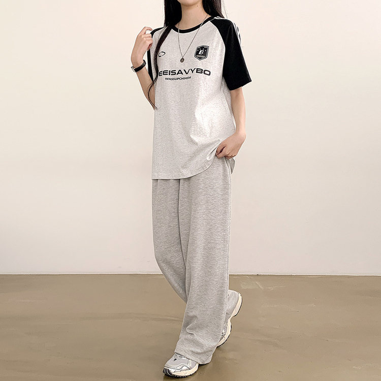 半袖Tシャツ ユニフォーム配色トラックオーバーフィット半袖Tシャツ MELANGE WHITE