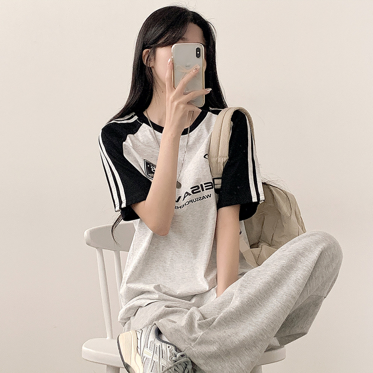 半袖Tシャツ ユニフォーム配色トラックオーバーフィット半袖Tシャツ MELANGE WHITE