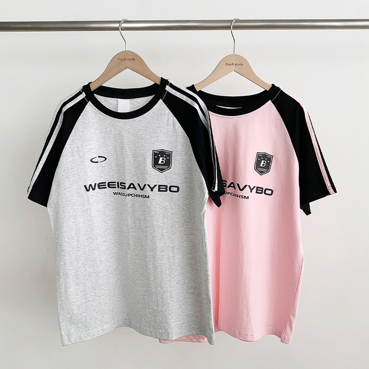 半袖Tシャツ ユニフォーム配色トラックオーバーフィット半袖Tシャツ