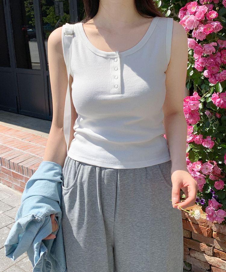 スナップボタンタンクトップ5色 IVORY
