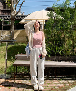 ノースリーブ スナップボタンタンクトップ5色 PINK