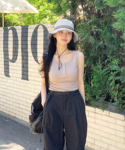 ノースリーブ スナップボタンタンクトップ5色 COCO BEIGE