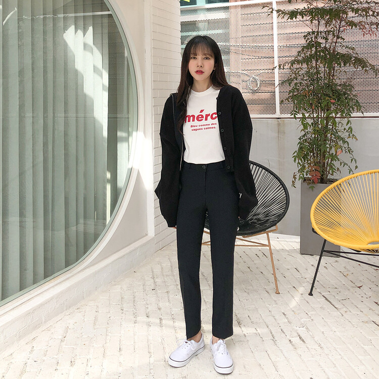 (13컬러) 베이직 페더 브이넥 니트 가디건 블랙