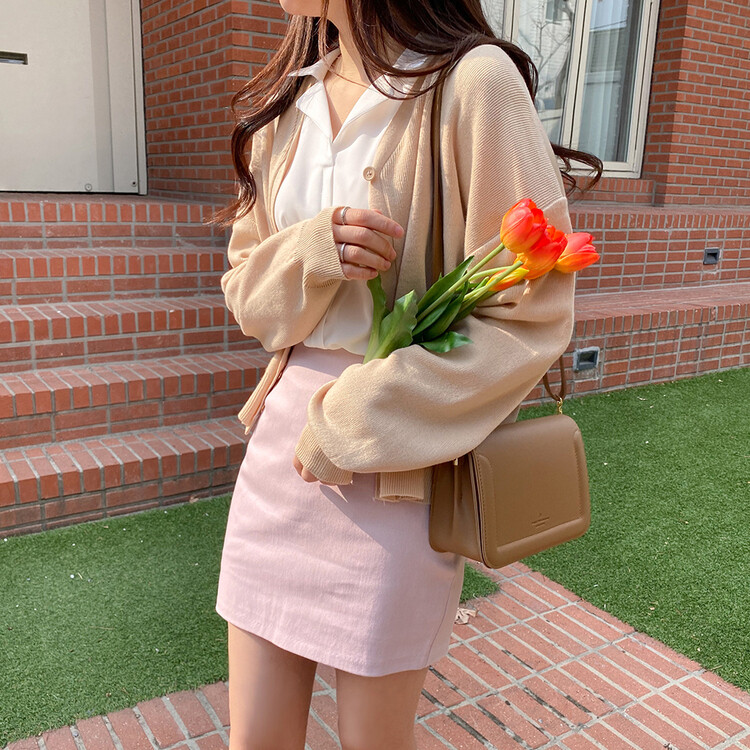 (13컬러) 베이직 페더 브이넥 니트 가디건 베이지