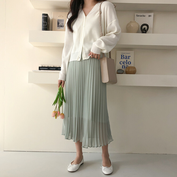 (13컬러) 베이직 페더 브이넥 니트 가디건 아이보리