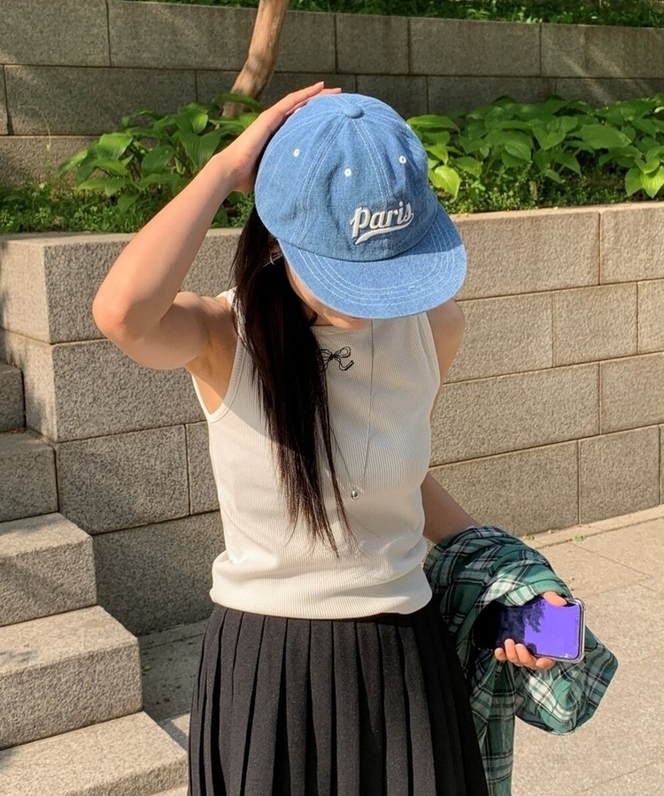 パリス刺繍デニムボールキャップ｜ヘアアクセサリー｜韓国