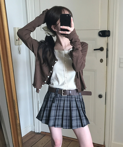 ナチュラルメロウフリルカーディガン BROWN