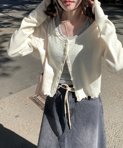 ナチュラルメロウフリルカーディガン CREAM