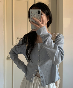 ナチュラルメロウフリルカーディガン SKY BLUE