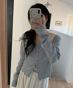 ナチュラルメロウフリルカーディガン SKY BLUE