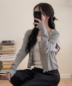 ナチュラルメロウフリルカーディガン GRAY