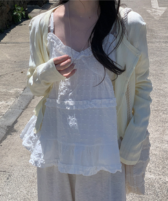 ナチュラルメロウフリルカーディガン LEMON