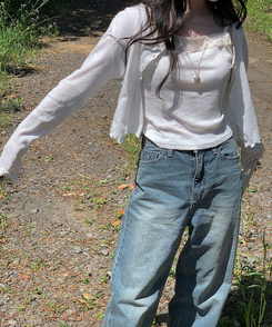 ナチュラルメロウフリルカーディガン IVORY