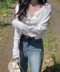 ナチュラルメロウフリルカーディガン IVORY