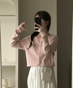 ナチュラルメロウフリルカーディガン PINK