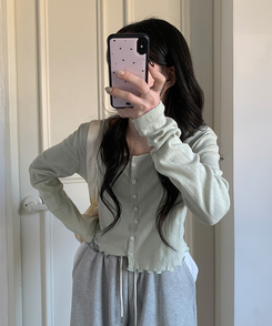 ナチュラルメロウフリルカーディガン MINT